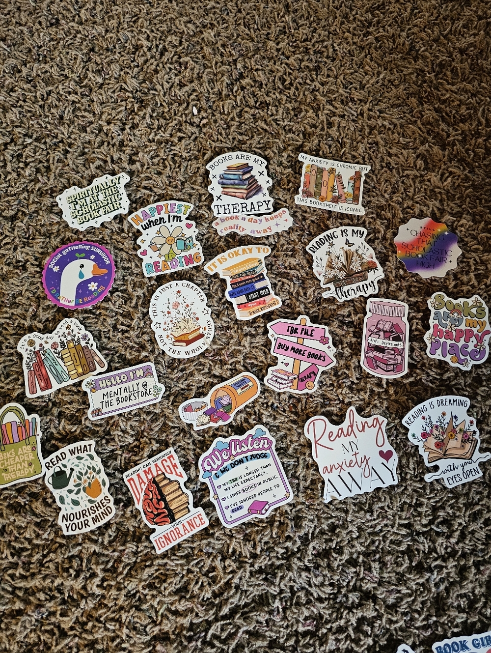 Mental Health Awareness Book Lover Vinyl Sticker Set - Colorful Reading Designs